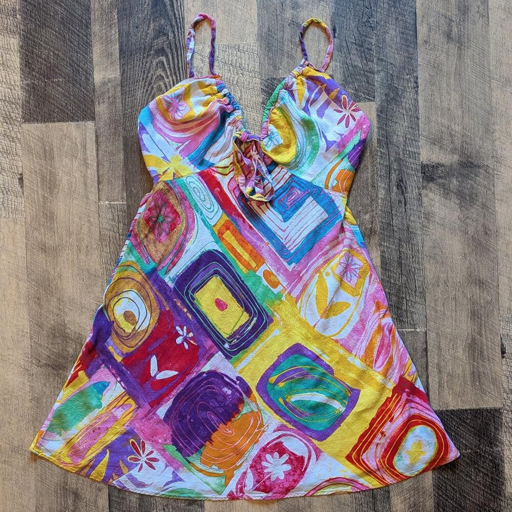 Jams World Sleeveless Mini Dress XS Eye Candy Floral Rayon